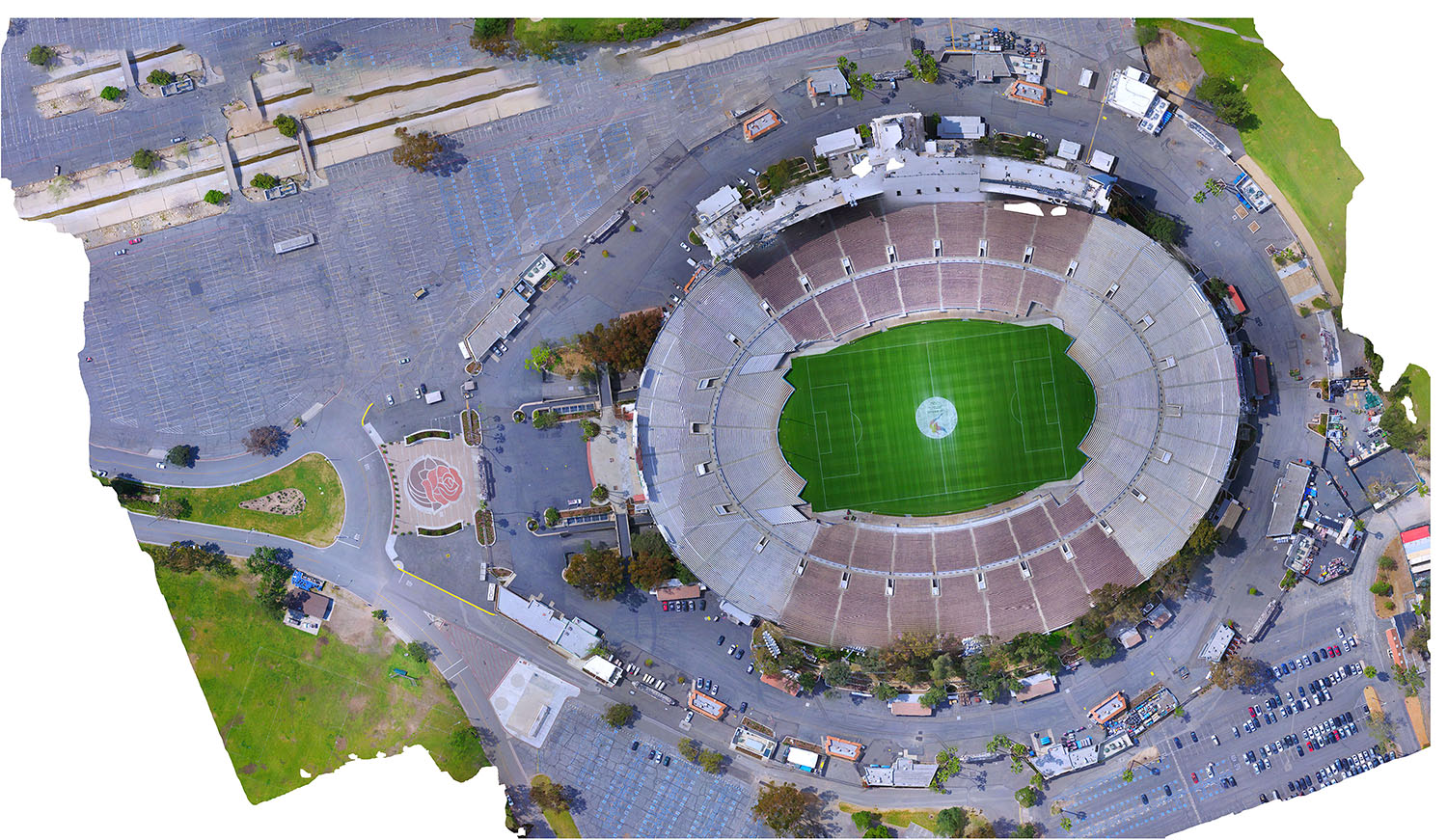Aerial Maps Geospatial Data mission Aerial Data Collection Drone Mapping & Geospatial Data of the rose bowl Orthmosaic 2D Map Scan Area 40 Acres Drone Altitude 175 Ft Number of photos 350